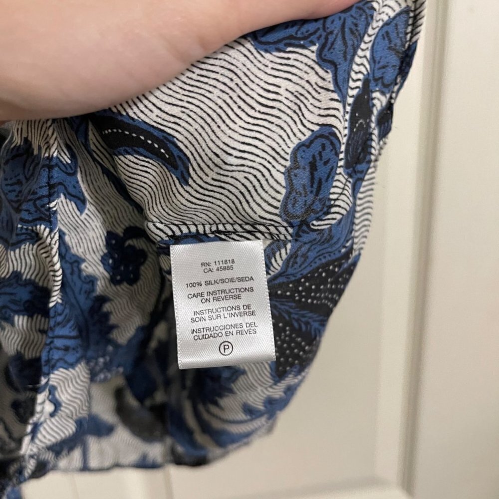 MICHAEL Michael Kors Womens Blue 100% Silk Floral Off Shoulder Blouse Size XS - Picture 3 of 8